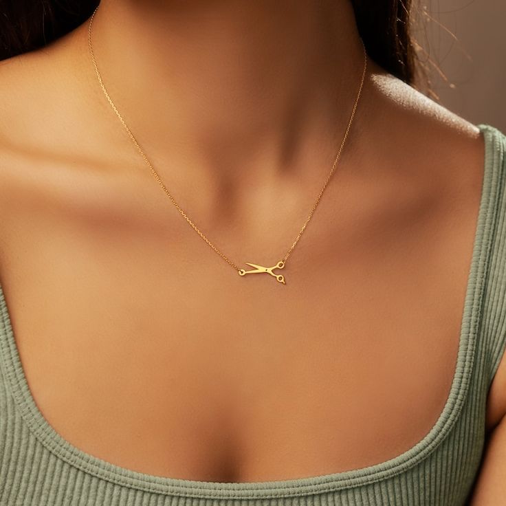 Altın Makaslı Kolye